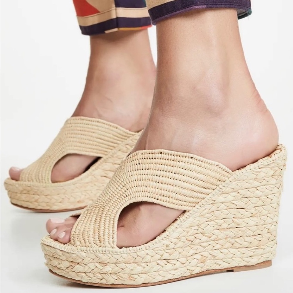 Carrie Forbes Lina Cutout Wedge Sandals in Natural Size 40/9